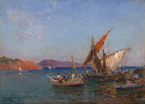 Lot 6050, Auction  114, Italienisch, 19. Jh. Morgenröte über dem Golf von Neapel