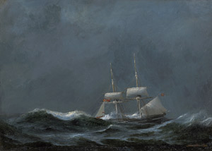 Lot 6138, Auction  114, Melbye, Anton Daniel, Zweimaster auf hoher See bei Nacht