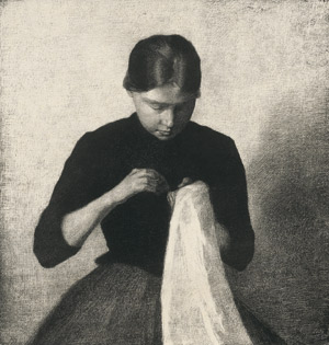 Lot 7260, Auction  114, Hammershøi, Vilhelm, nach. nach. Junges nähendes Mädchen