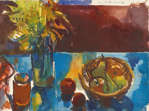 Lot 7387, Auction  114, Müller-Linow, Bruno, "Stilleben mit Blumen, Obst und Krug"