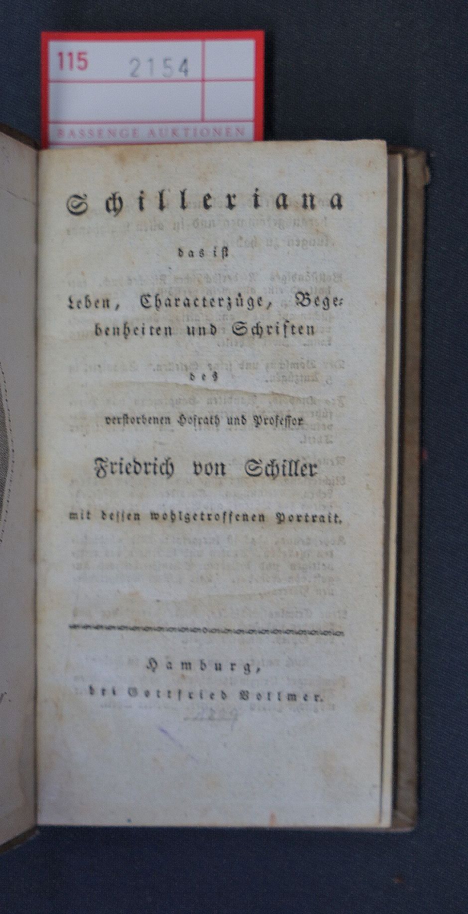 Lot 2154, Auction  115, Schilleriana und , Friedrich von Schiller