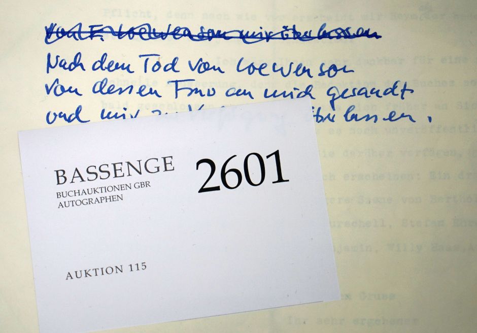 Lot 2601, Auction  115, Blass, Ernst, Brief 1924 an Loewenson