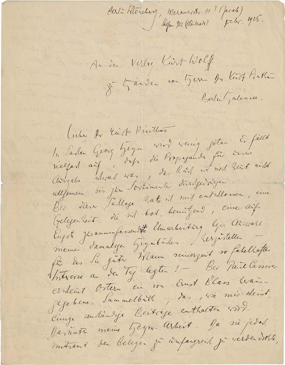 Lot 2613, Auction  115, Loewenson, Erwin, Brief an Kurt Pinthus