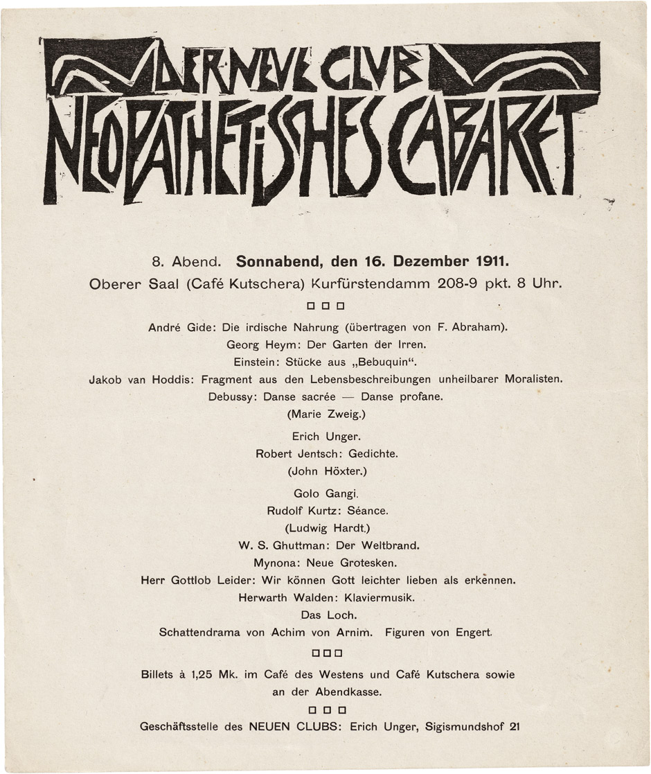 Lot 2614, Auction  115, Neopathetisches Cabaret, 7 Programmzettel