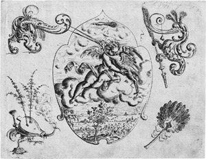 Lot 5115, Auction  115, Jamnitzer, Christoph, Ein Putto mit einem Reiher in einer Mandorla, umgeben von Fabelwesen