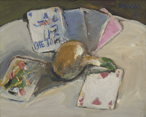 Lot 8351, Auction  115, Metzkes, Harald, Stilleben mit Kartenspiel und Zwiebel
