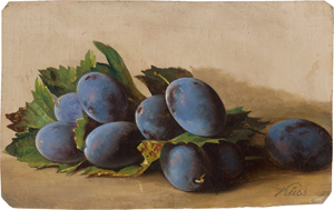 Lot 6070, Auction  116, Küss, Ferdinand, Stillleben mit Zwetschgen und Weinblättern