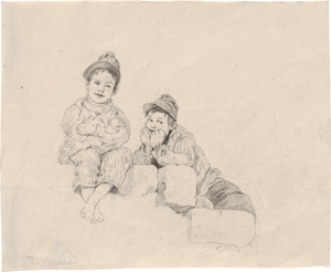 Lot 6330, Auction  116, Danhauser, Josef, Zwei Knaben auf einer Steintreppe