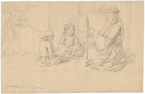 Lot 6348, Auction  116, Ender, Thomas, Orientalisches Interieur mit spinnender Frau