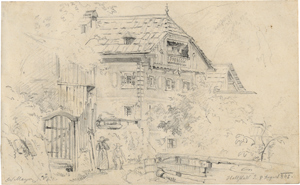 Lot 6352, Auction  116, Mayer, Johann Nepomuk, Bauernhaus mit Holzstadel in Hallstatt