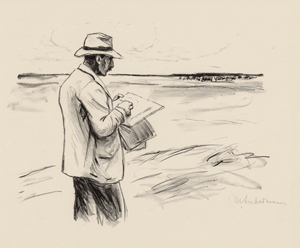 Lot 8236, Auction  116, Liebermann, Max, Selbstbildnis im Freien zeichnend