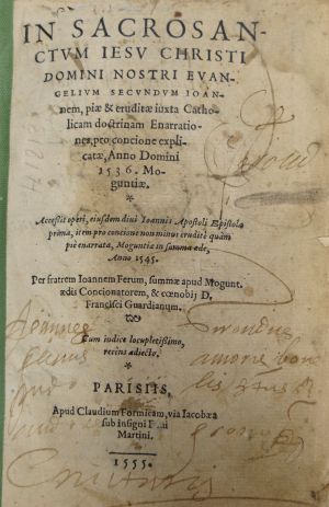 Lot 1343, Auction  117, Ferus, Johann, In sacrosanctum Iesu Christi domini nostri Evangelium secundum Ioannem