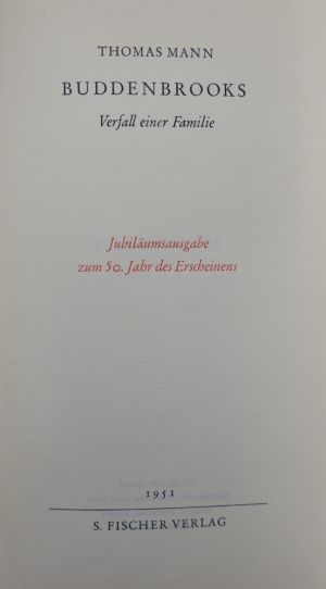Lot 3277, Auction  117, Mann, Thomas, Buddenbrooks (Jubiläumsausgabe; sign.)
