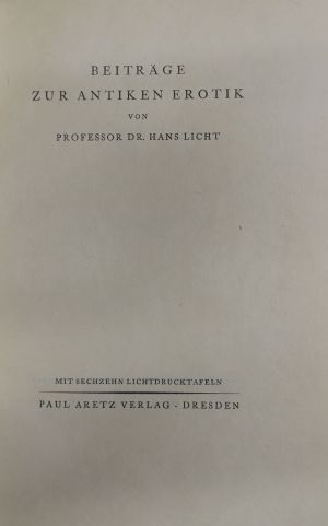 Lot 3487, Auction  117, Licht, Hans, Beiträge zur antiken Erotik