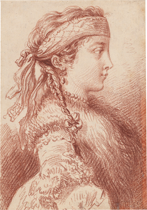 Lot 6601, Auction  117, Schmidt, Georg Friedrich, Polnisches Mädchen im Profil nach rechts mit geflochtenem Zopf  und Pelzkragen