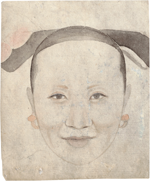 Lot 6741, Auction  117, Indonesisch, 19. Jh. Kopf einer Asiatin mit schwarzer Haube