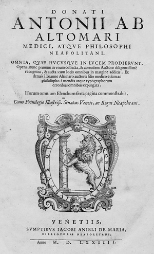 Lot 1034, Auction  118, Altomare, Donato Antonio, Omnia opera