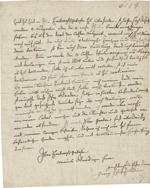 Lot 2192, Auction  118, Kilian, Georg Christoph, Brief 1780