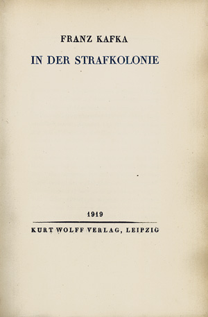 Lot 3539, Auction  118, Kafka, Franz, In der Strafkolonie