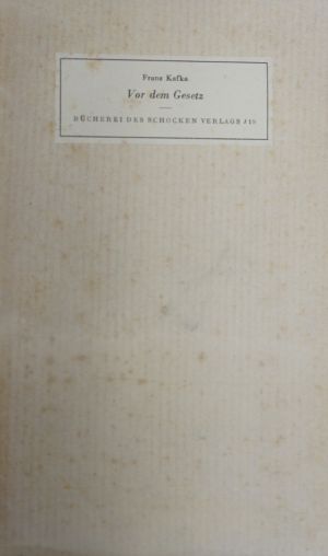 Lot 3541, Auction  118, Kafka, Franz, Vor dem Gesetz