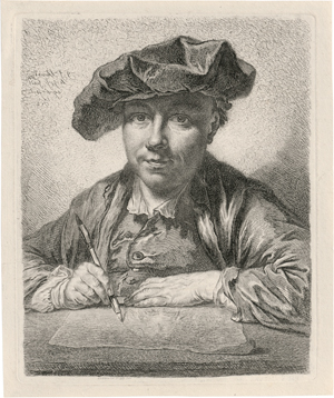 Lot 5282, Auction  118, Schmidt, Georg Friedrich, Selbstporträt Georg Friedrich Schmidt (zeichnend). 