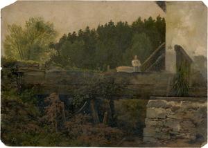 Lot 6125, Auction  118, Piepenhagen, August Friedrich, Blick auf ein Gehöft mit Holzbrücke