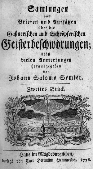 Lot 504, Auction  119, Semler, Johann Salomo, Samlungen von Briefen und Aufsätzen über Geisterbeschwörung