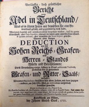 Lot 526, Auction  119, Lutz, Samuel, Vorläuffig doch gründlicher Bericht vom Adel in Teutschland