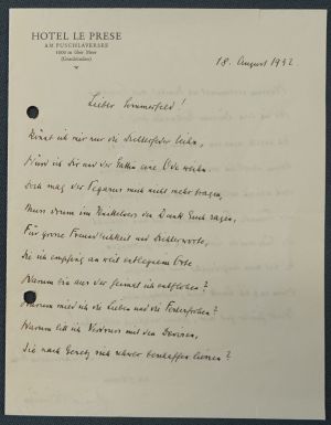 Lot 2578, Auction  119, Willstätter, Richard, Signiertes Gedichtmanuskript