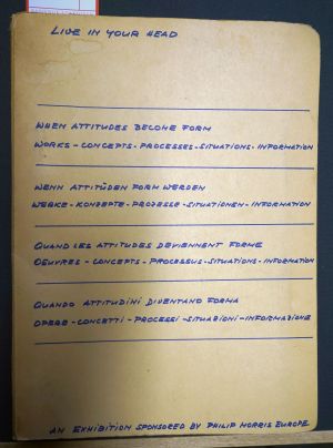 Lot 3346, Auction  119, Szeemann, Harald, When Attitudes Become Form