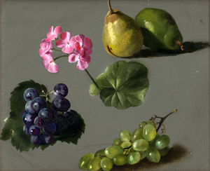 Lot 6071, Auction  119, Libert, Betzy Marie Petrea, Studienblatt mit Birnen, Geranien und Weintrauben