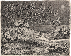 Lot 6761, Auction  119, Schwimbeck, Fritz, Phantastische Landschaft bei Mondschein