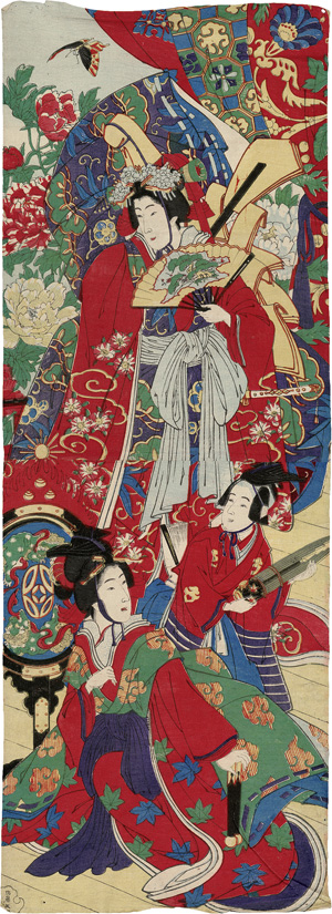 Lot 516, Auction  120, Shirimen-e Plakat, Bijing-ga, Mutter mit ihren zwei Kindern. 2 aneinermontierte Blätter 