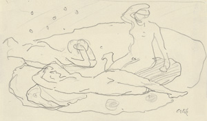 Lot 3673, Auction  120, Orlik, Emil, Drei Akte. Original-Zeichnung aus einem Skizzenbuch