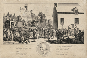 Lot 5308, Auction  120, Französisch, um 1760. Belebte Ansichten der Pariser Taverne "Au Tambour Royal"