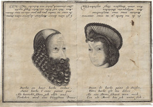 Lot 5330, Auction  120, Leopold, Joseph Friedrich, Vexierbild mit zwei Wendeköpfen: Jungfrau und bärtiger Edelmann