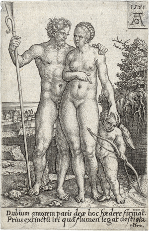 Lot 5503, Auction  120, Aldegrever, Heinrich, Paris, Oenone und Amor