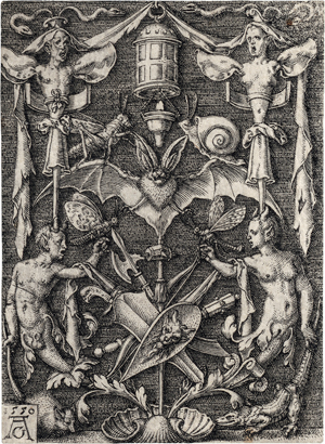 Lot 5508, Auction  120, Aldegrever, Heinrich, Ornamententwurf mit einer Fledermaus