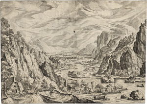 Lot 5528, Auction  120, Bol, Hans - nach, Flusslandschaft mit hohen Klippen