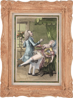 Lot 328, Auction  121, Rokoko-Eros, 7 Kupferstiche mit erotischen Darstellungen, darunter 2 koloriert