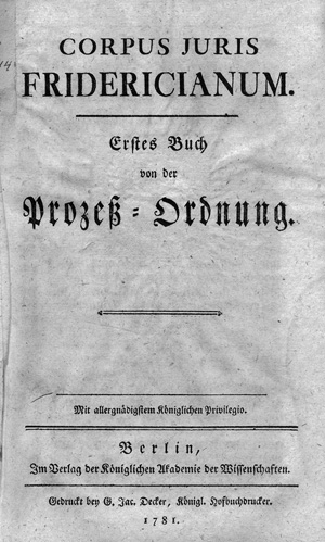 Lot 461, Auction  121, Corpus juris Fridericianum, Erstes Buch von der Prozeß-Ordnung
