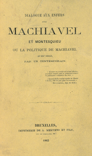 Lot 474, Auction  121, Joly, M., Dialogue aux enfers entre Machiavel et Montesquieu 