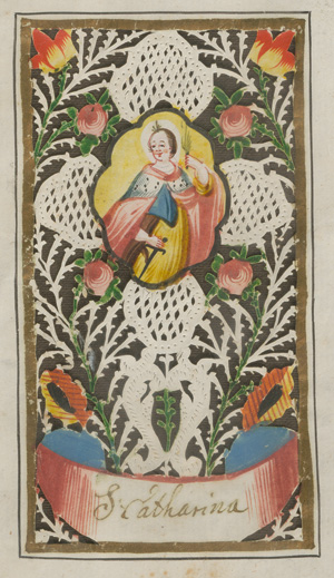 Lot 2243, Auction  121, Andachtsbild, S. Catharina. Altkoloriertes Spitzenbild
