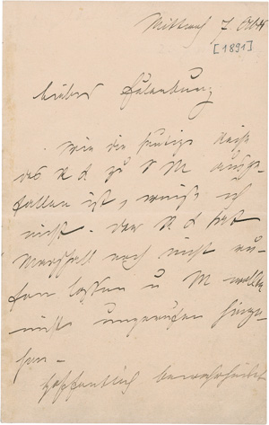 Lot 2492, Auction  121, Holstein, Friedrich von, Brief 1891