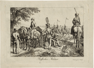 Lot 5324, Auction  121, Erhard, Johann Christoph, "Russisches Militair" (Die von Husaren eskortierte Regiments-Kasse)