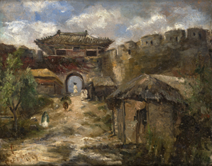 Lot 6149, Auction  121, Wuttke, Carl - zugeschrieben, Straßenszene vor einem chinesischen Stadtor