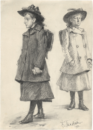 Lot 6860, Auction  121, Skarbina, Franz, Studie zweier Mädchen mit Schulranzen