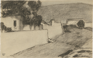 Lot 7034, Auction  121, Hofmann, Ludwig von, Italienische Landschaft mit weißen Häusern