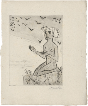 Lot 7105, Auction  121, Pechstein, Hermann Max, Yali VI (Das kniende Mädchen mit den Vögeln)