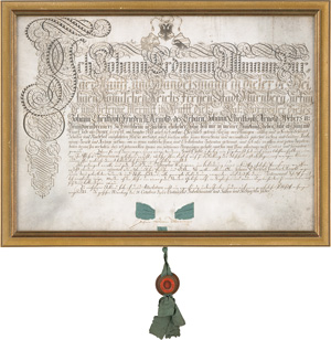 Lot 180, Auction  122, Ullmann, Johann Erdmann, Spätbarockes Arbeitszeugnis für den Bediensteten Johann Christoph Friedrich Arnold